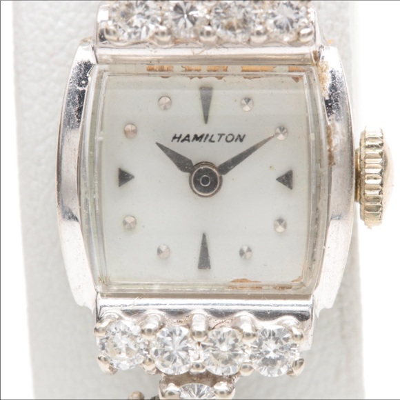 Lovely Vintage 14K Diamond Hamilton Watch, Works main image 9